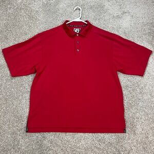 FootJoy Polo Shirt Mens Large Red Short Sleeve ProDry Golf Performance‎ LOGO EUC
